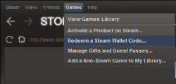 Redeem Steam code in Steam